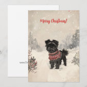 Affenpinscher In Sneeuw Minimal Vintage Kerstmis Feestdagenkaart (Voorkant / Achterkant)