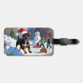 Affenpinscher Kerst Feestelijke Sneeuwscène Bagagelabel (Achterkant horizontaal)