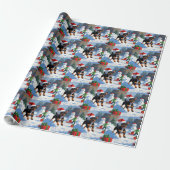 Affenpinscher Kerst Feestelijke Sneeuwscène Cadeaupapier (Uitgerold)