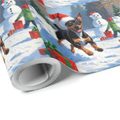 Affenpinscher Kerst Feestelijke Sneeuwscène Cadeaupapier (Rol Hoek)