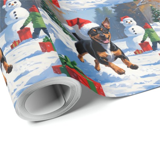 Affenpinscher Kerst Feestelijke Sneeuwscène Cadeaupapier (Rol Hoek)