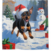 Affenpinscher Kerst Feestelijke Sneeuwscène Douchegordijn (Voorkant)