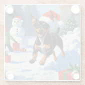 Affenpinscher Kerst Feestelijke Sneeuwscène Glazen Onderzetter (Achterkant)