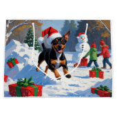 Affenpinscher Kerst Feestelijke Sneeuwscène Groot Cadeauzakje (Voorkant)