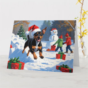 Affenpinscher Kerst Feestelijke Sneeuwscène Kaart