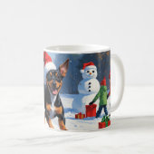 Affenpinscher Kerst Feestelijke Sneeuwscène Koffiemok (Voorkant rechts)