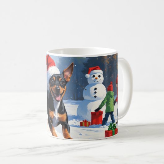 Affenpinscher Kerst Feestelijke Sneeuwscène Koffiemok (Voorkant rechts)