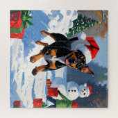 Affenpinscher Kerst Feestelijke Sneeuwscène Legpuzzel (Horizontaal)