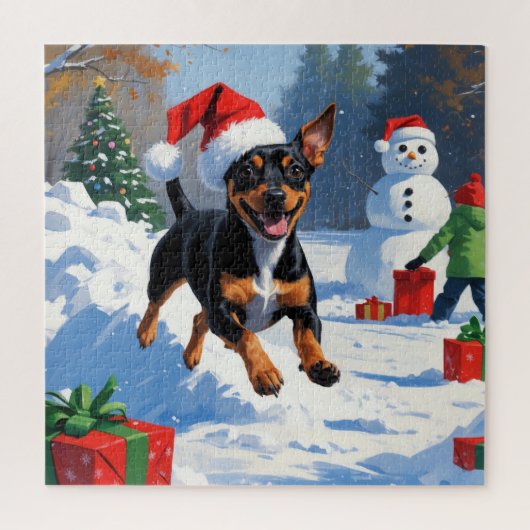 Affenpinscher Kerst Feestelijke Sneeuwscène Legpuzzel (Verticaal)