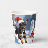 Affenpinscher Kerst Feestelijke Sneeuwscène Papieren Bekers (Achterkant)