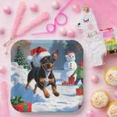 Affenpinscher Kerst Feestelijke Sneeuwscène Papieren Bordje (Feest)