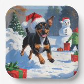Affenpinscher Kerst Feestelijke Sneeuwscène Papieren Bordje (Voorkant)