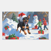 Affenpinscher Kerst Feestelijke Sneeuwscène Rechthoekige Sticker (Voorkant)
