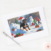 Affenpinscher Kerst Feestelijke Sneeuwscène Rechthoekige Sticker (Envelop)