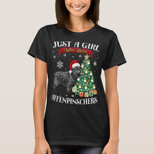 Affenpinscher Kerstboom Affenpinscher Santa H T-shirt (Voorkant)