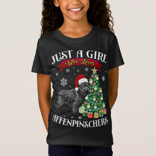 Affenpinscher Kerstboom Affenpinscher Santa H T-shirt (Voorkant)