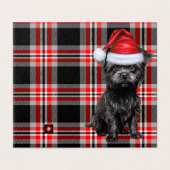 Affenpinscher Kersthond met Holiday Plaid Kaart (Buitenkant ongevouwen)