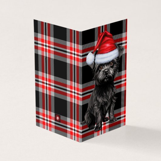 Affenpinscher Kersthond met Kerst Plaid Kaart (Buitenkant)