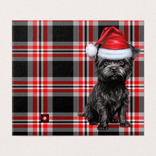 Affenpinscher Kersthond met Kerst Plaid Kaart (Buitenkant ongevouwen)