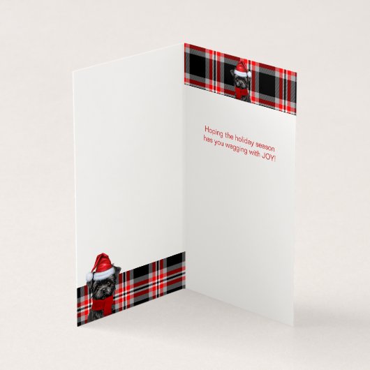 Affenpinscher Kersthond met Kerst Plaid Kaart (Binnen)