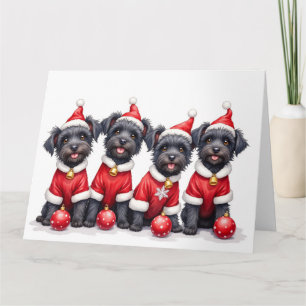 Affenpinscher Kerstjurk Kerstman Hoed Kaart