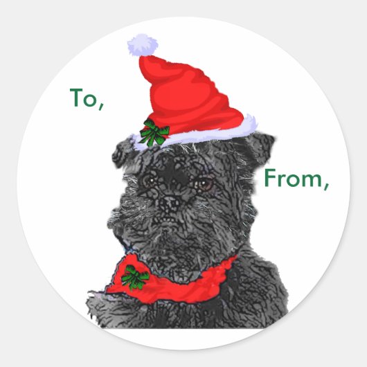 Affenpinscher-kerstkaartjes Ronde Sticker (Voorkant)
