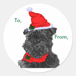 Affenpinscher-kerstkaartjes Ronde Sticker
