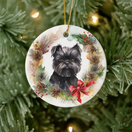 Affenpinscher Kerstkrans | feestelijke pup Keramisch Ornament (Boom)