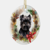 Affenpinscher Kerstkrans | feestelijke pup Keramisch Ornament (Rechts)