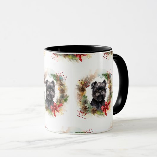 Affenpinscher Kerstkrans feestelijke pup Mok (Voorkant rechts)