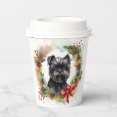 Affenpinscher Kerstkrans feestelijke pup Papieren Bekers (Achterkant)