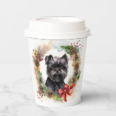 Affenpinscher Kerstkrans feestelijke pup Papieren Bekers (Voorkant)