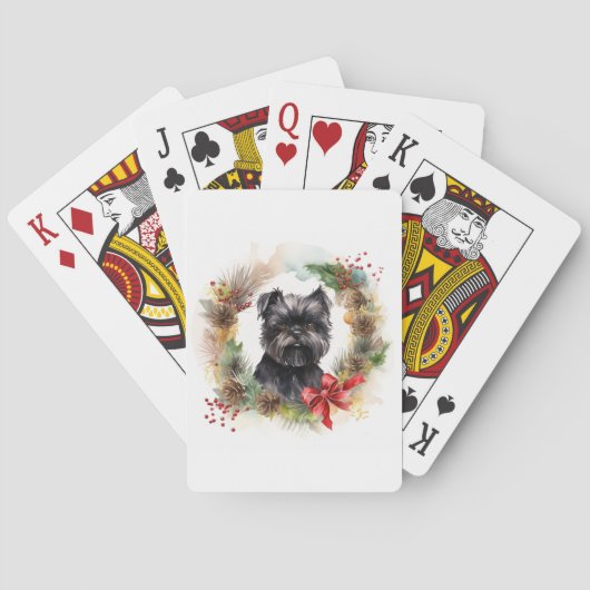 Affenpinscher Kerstkrans feestelijke pup Pokerkaarten (Achterkant)