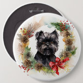 Affenpinscher Kerstkrans feestelijke pup Ronde Button 6,0 Cm (Voorkant /achterkant)