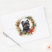 Affenpinscher Kerstkrans feestelijke pup Ronde Sticker (Envelop)