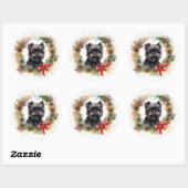Affenpinscher Kerstkrans feestelijke pup Ronde Sticker (Vel)