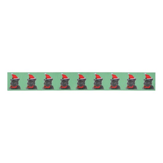 Affenpinscher Kerstmis Grosgrain Lint (Voorkant)