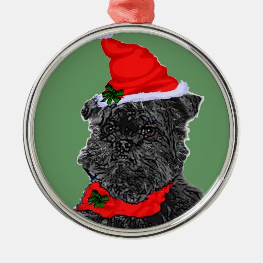 Affenpinscher Kerstmis Metalen Ornament (Voorkant)