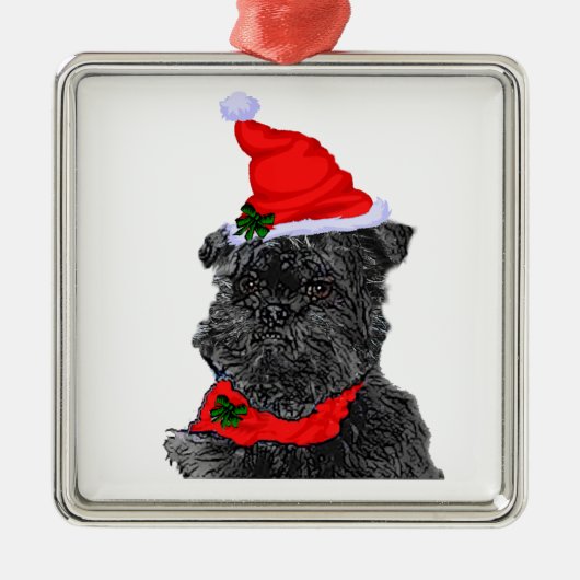 Affenpinscher Kerstmis Metalen Ornament (Voorkant)