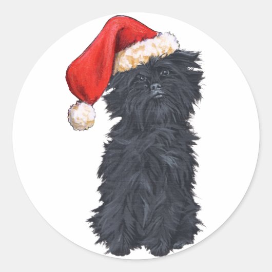 Affenpinscher Kerstmis Ronde Sticker (Voorkant)