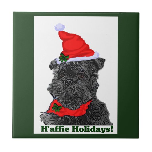 Affenpinscher Kerstmis Tegeltje (Voorkant)