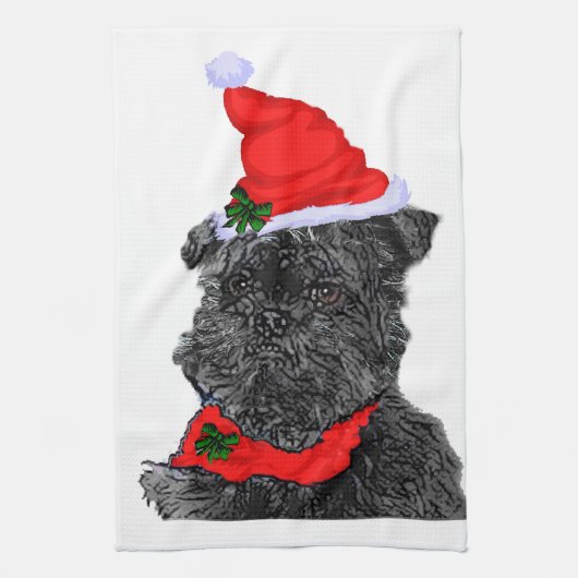Affenpinscher Kerstmis Theedoek (Verticaal)