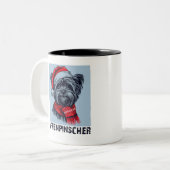 Affenpinscher Kerstontwerp Tweekleurige Koffiemok (Voorkant links)