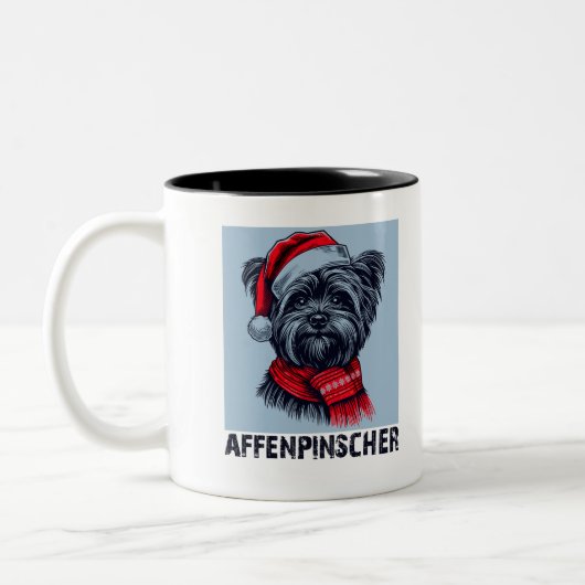 Affenpinscher Kerstontwerp Tweekleurige Koffiemok (Links)