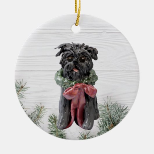 Affenpinscher-kerstversiering Keramisch Ornament (Voorkant)
