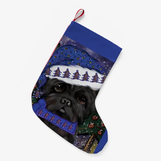 Affenpinscher Kleine Kerstsok (Voorkant (Hangend))