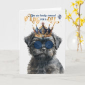 Affenpinscher Koning voor een Dag Grappige verjaar Kaart (Gele Bloem)
