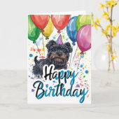 Affenpinscher met ballonnen Verjaardag Kaart (Gele Bloem)