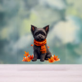 Affenpinscher met hart gemaakt van herfstbladeren acryl bord (Neutraal)