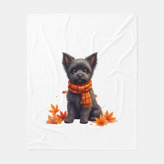 Affenpinscher met hart gemaakt van herfstbladeren fleece deken (Voorkant)